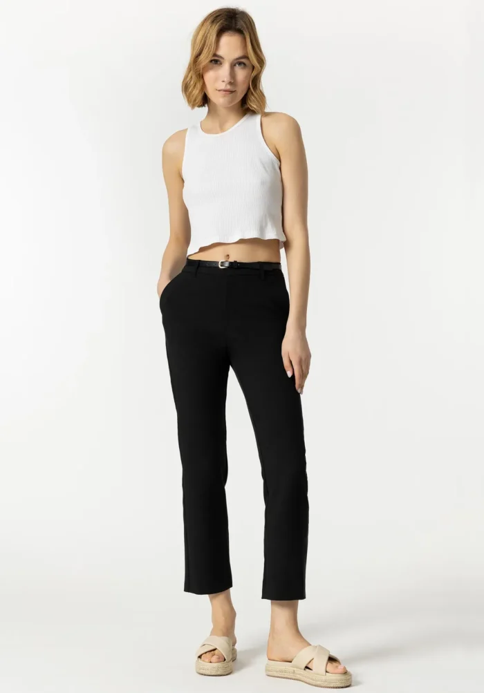TIFFOSI WOMAN CHINO TROUSER BLACK WITH BELT - Image 5