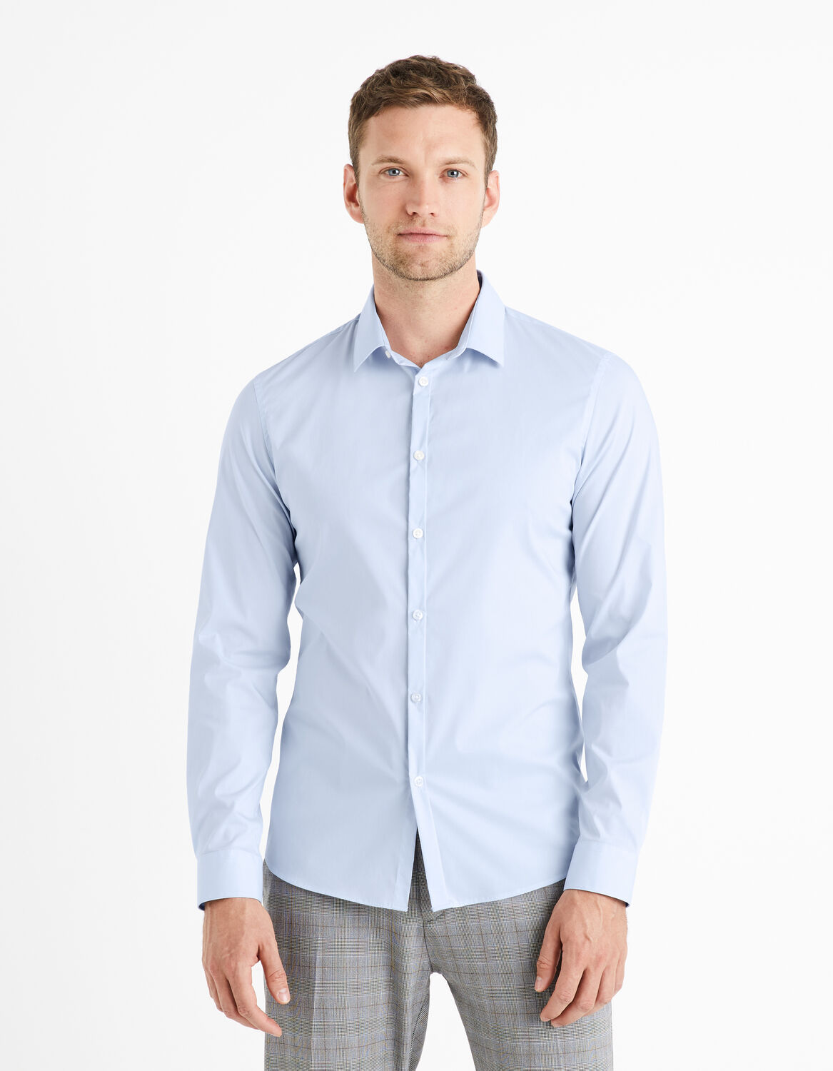 146931-1703-VAXAVIER_LIGHTBLUE01-3 CELIO MENS SHIRT LIGHT BLUE VAXAVIER_LIGHTBLUE - Image 1