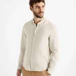 CELIO MENS SHIRT LINEN DAMAOLIN_NATURAL BEIGE