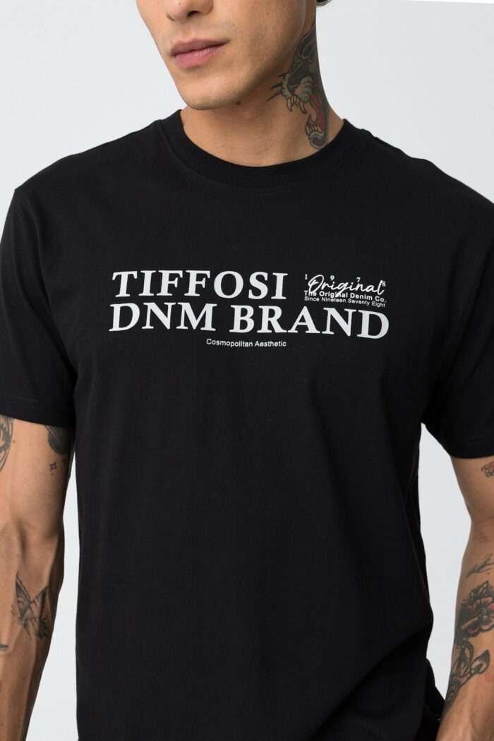 TIFFOSI MENS BLACK PRINTED COTTON T-SHIRT - Image 4