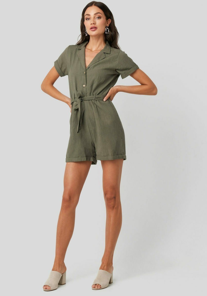 RUT&CIRCLE ANDREA PLAY SUIT KHAKI - Image 1
