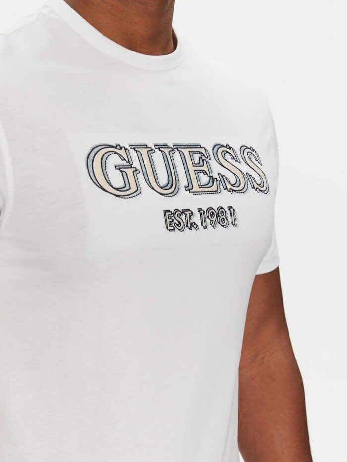 GUESS MESN T-SHIRT WHITE WITH LOGO - Image 3