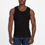 GUESS MENS T-SHIRT SLEEVELESS LOOSE KNIT BLACK