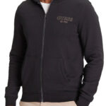 GUESS MENS SWEATSHIRT JACKET BLACK WITH SMALLOGO