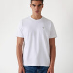 GUESS MENS T-SHIRT WHITE TRIANGLE SMAL LOGO