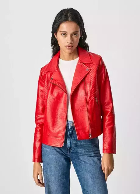 PEPE JEANS WOMANS FANIA BIKER LEATHER JACKET - Image 1