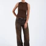 DR DENIM WOMENS JEAN HILL JET BROWN USED
