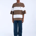 DRDENIM Curtis Tee - Morel Stripe BROWN WHITE