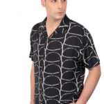 REBASE MENS SHIRT BYRON BLACK SHORT SLEEVES VISCOSE