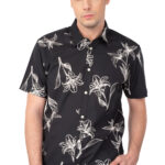 REBASE MENS SHIRT FLORAL BLACK