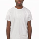 REBASE MENS T-SHIRT WITH EMPBOSSED GRAPHIC WHITE