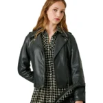 PEPE JEANS WOMANS LEATHER JACKET SILVIA BLACK