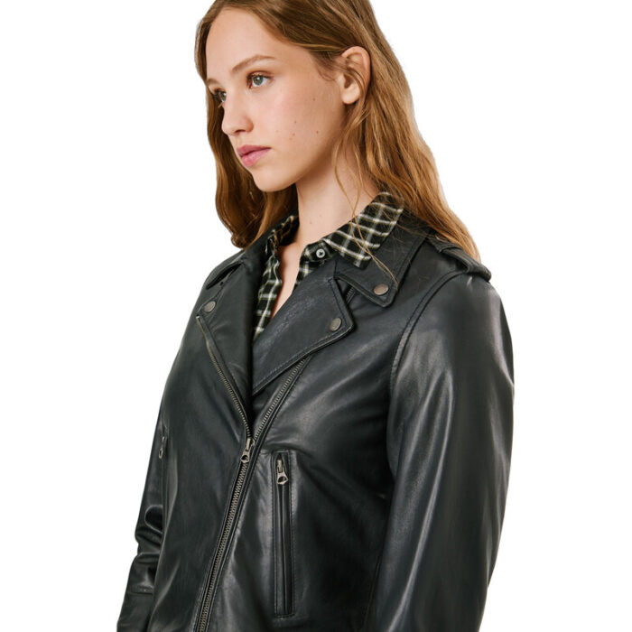 PEPE JEANS WOMANS LEATHER JACKET SILVIA BLACK - Image 3