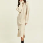 RUT&CIRCLE WOMANS MIRABELLE KNIT DRESS LIGHT BEIGE