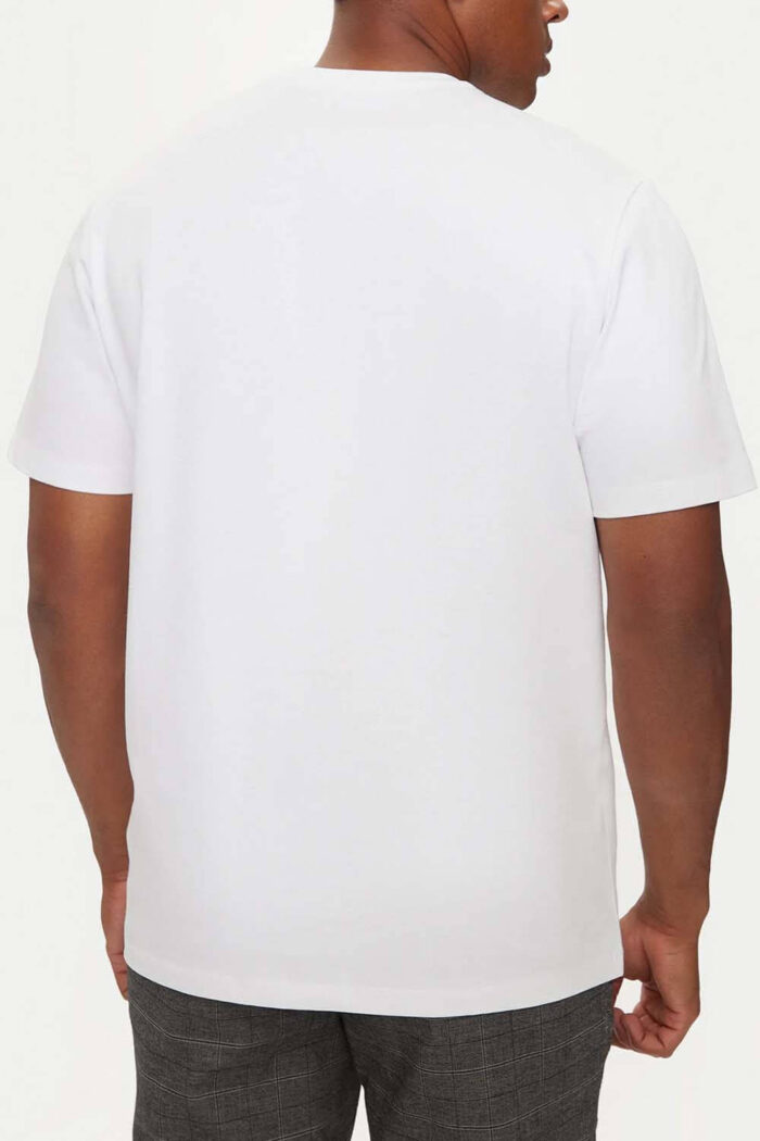 GUESS MENS T-SHIRT WHITE TRIANGLE SMAL LOGO - Image 2