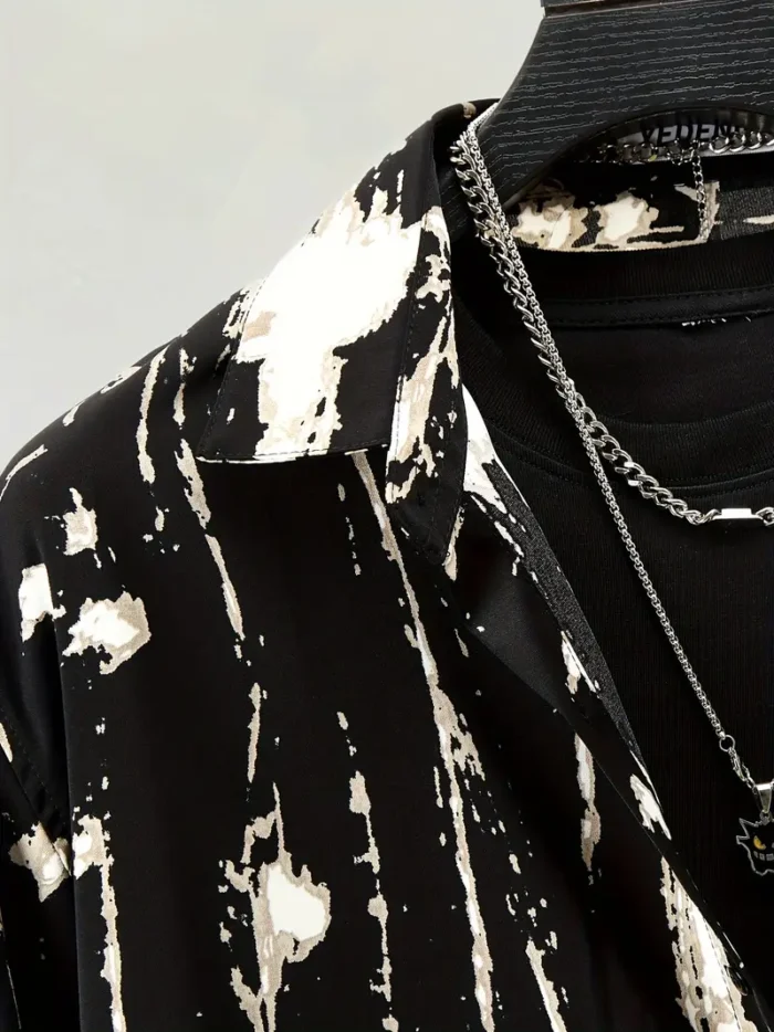 ΑΝΔΡΙΚΟ ΠΟΥΚΑΜΙΣΟ ΜΑΥΡΟ ΜΕ ΣΧΕΔΙΑ - Image 2