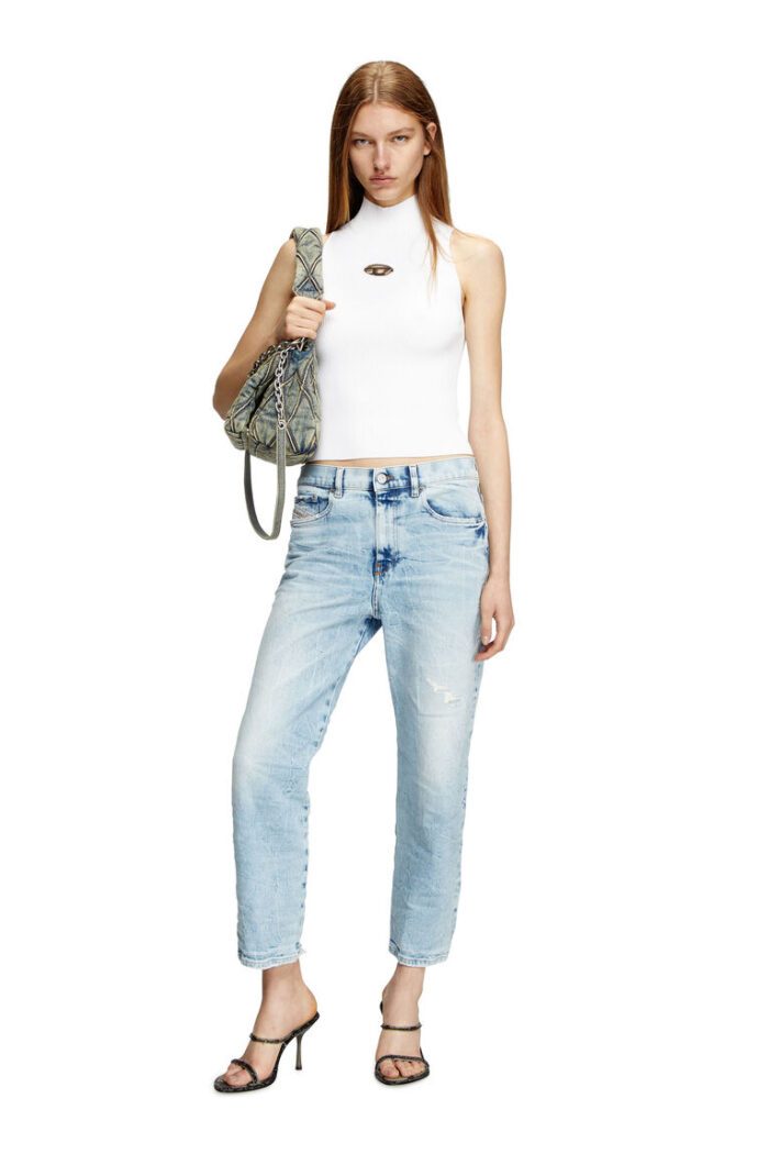 WOMENS RIBBED-KNIT TURTLENECK TOP WHITE - Image 3