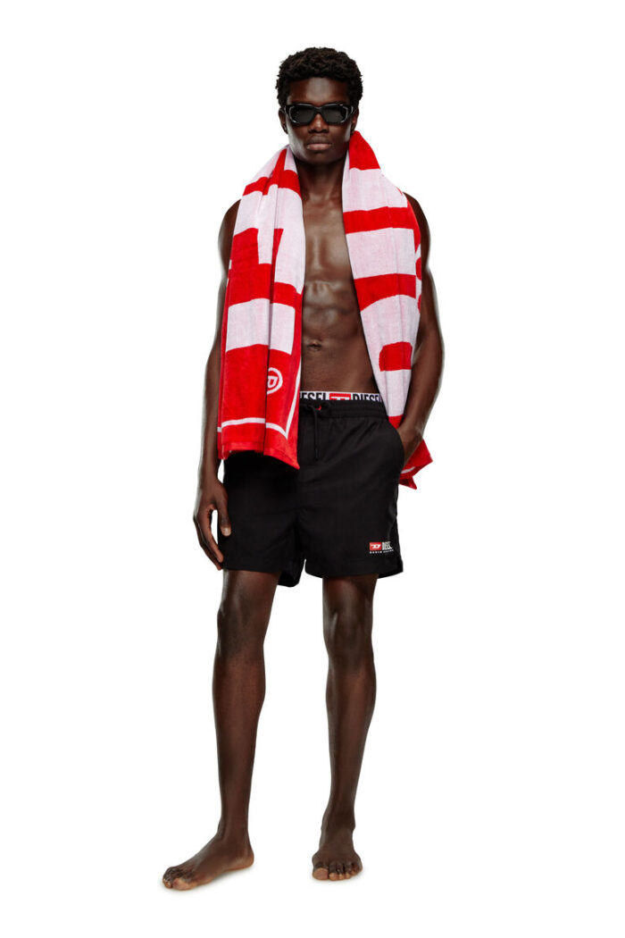 DIESEL MENS DOUBLE-WAIST BOARD SHORTS BLACK - Image 2