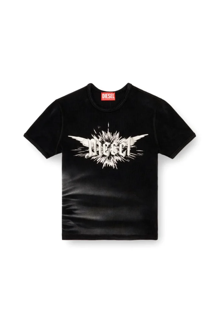 DIESEL t-ele-long-p2 T-shirt with winged Diesel foil print - Image 4