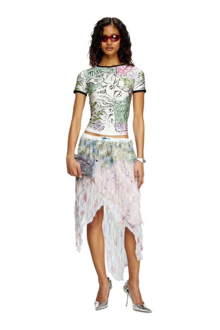 DIESEL t-uncutie-long-q2 T-shirt with tattoo print - Image 3