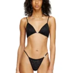 DIESEL Microfibre triangle bra with crystals