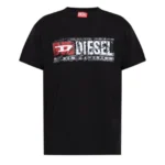 DIESEL MENS T-SHIRT T-NORM T6 GRAPHIC PRINT BLACK