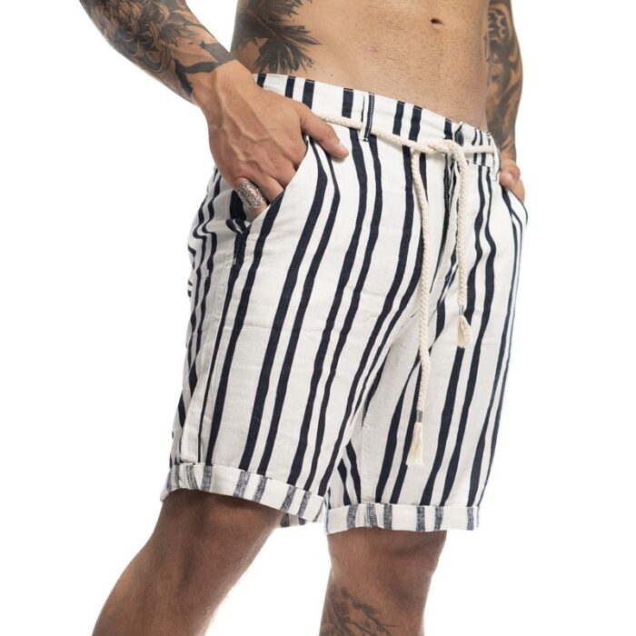 SUBLEVEL ΑΝΔΡΙΚΗ ΒΕΡΜΟΥΔΑ ΛΕΥΚΗ ΜΕ ΜΑΥΡΕΣ ΡΙΓΕΣ - Image 2