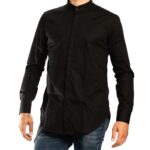 TWIN BLACK MENS SHIRT BLACK SLIM MAO
