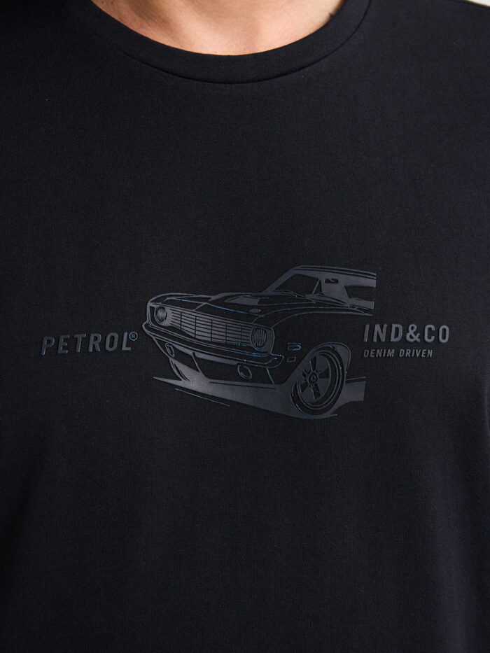 PETROL MENS EMBOSSED T-SHIRT PRINT BLACK - Image 3
