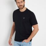 GUESS MENS T-SHIRT SMAL LOGO TRIANGLE BLACK