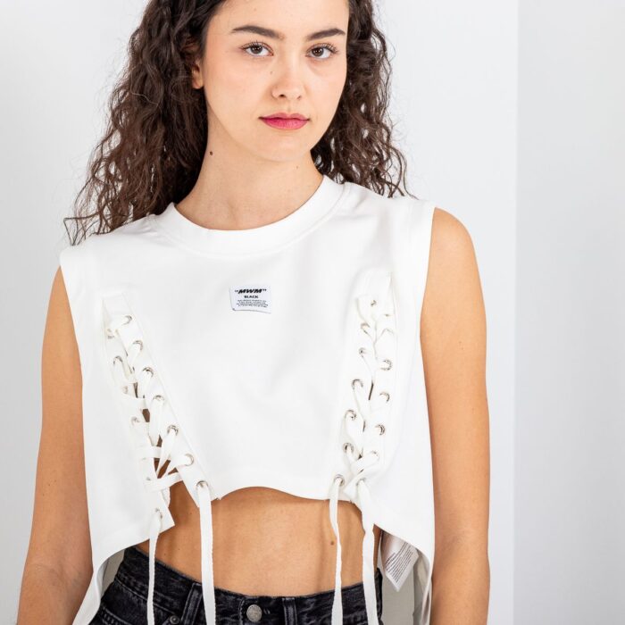 MOD WAVE MOVEMENT BLACK CAPSULE WOMAN VEST WITH LACES WHITE - Image 3