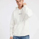 GUESS MENS HOODIE WHITE SMALLOGO