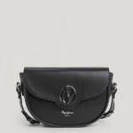 PEPE JEANS leather effect flap bag BLACK