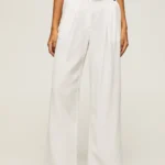 PEPE JEANS WOMANS PANTS WIDE PLEATED WHITE