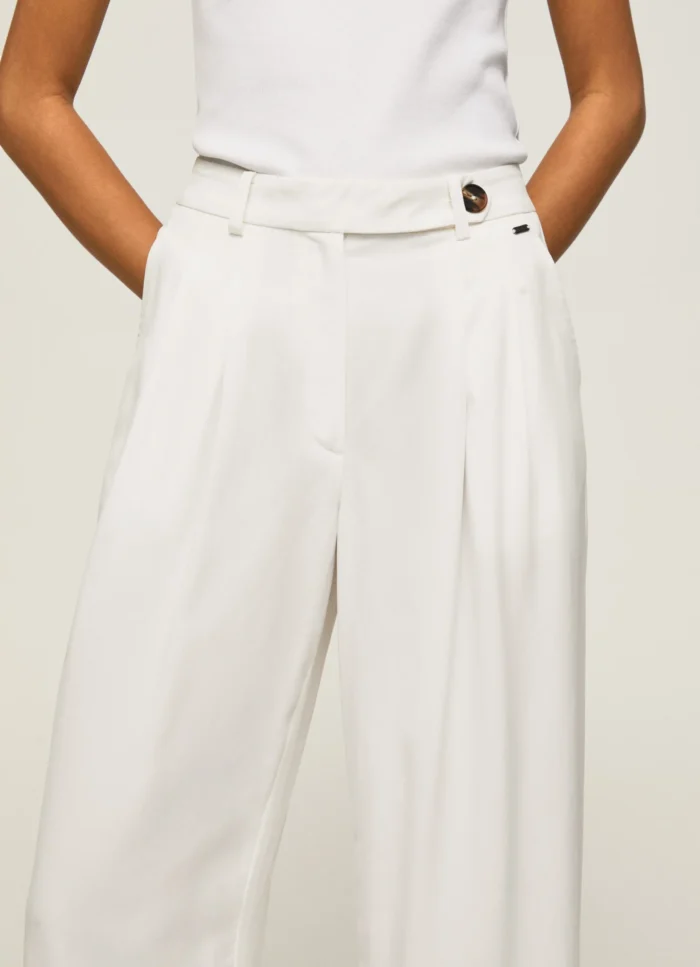 PEPE JEANS WOMANS PANTS WIDE PLEATED WHITE - Image 2