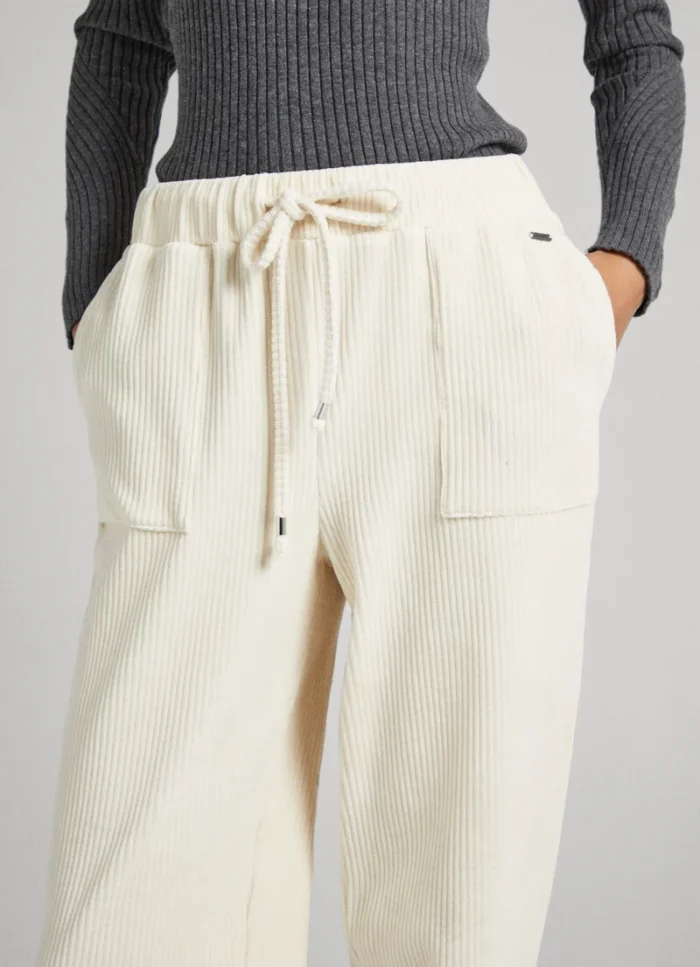 PEPE JEANS WOMENS STRETCH CORDUROY TROUSERS IVORY WHITE - Image 4