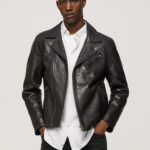 PEPE JEANS MENS LEATHER JACKET JEROME