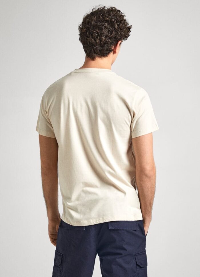 PEPE JEANS T-SHIRT MENS EGGO LOGO BEIGE - Image 3