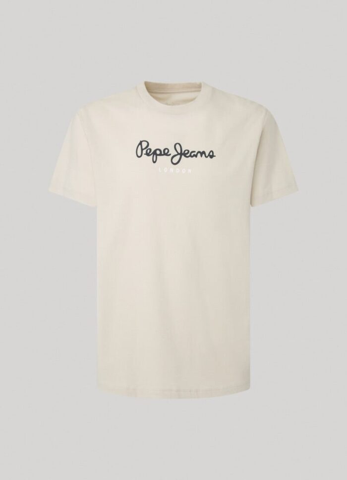 PEPE JEANS T-SHIRT MENS EGGO LOGO BEIGE - Image 4