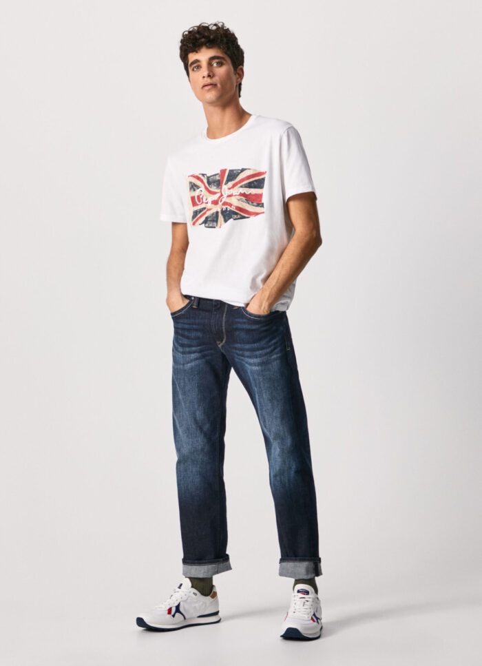 PEPE JEANS MENS T-SHIRT FLAG LOGO WHITE - Image 3