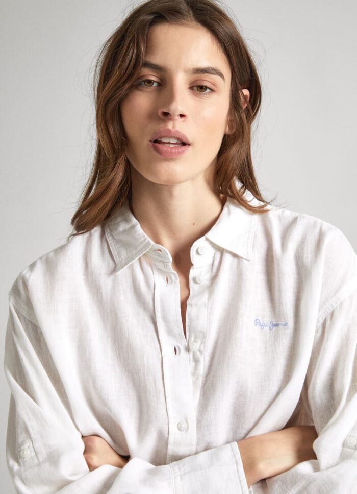PEPE JEANS WOMANS SHIRT LINEN WHITE - Image 3