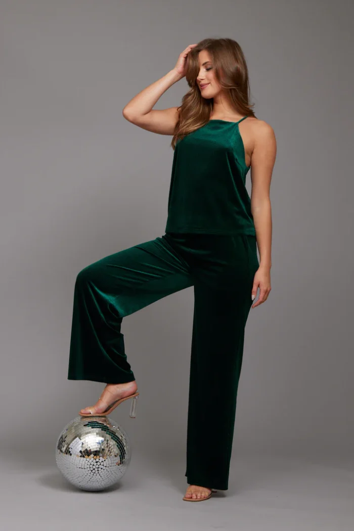 RUT&CIRCLE WOMANS PANTS GREEN VELVET MILEY - Image 4