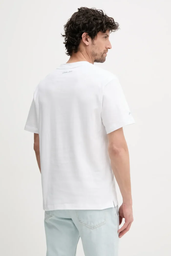 PEPE JEANS MENS T-SHIRT PATCH WHITE RELAXED FIT - Image 2