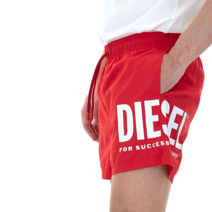 DIESEL MENS SWIMWEAR BLACK BMBX-NICO MAN MID-LENGTH SWIM-SHORT RED - Image 3
