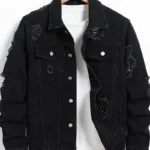 ΑΝΔΡΙΚΟ ΜΑΥΡΟ JEAN JACKET ΜΕ ΣΚΙΣΙΜΑΤΑ