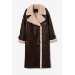 TIFFOSI WOMENS LONG AVIATOR-STYLE COAT BROWN SAL