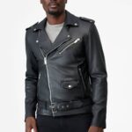 RICANO  black leather jacket perfecto sheeep ray wash