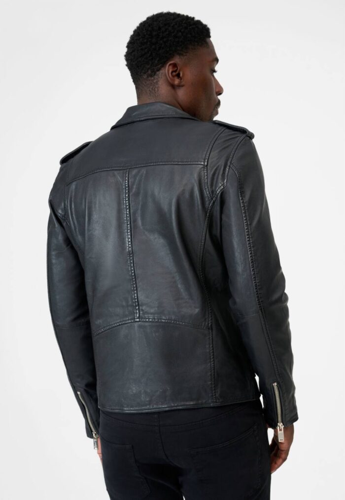 RICANO  black leather jacket perfecto sheeep ray wash - Image 3
