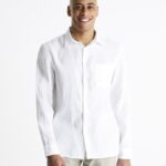 CELIO MENS SHIRT BAFLAX WHITE LINEN