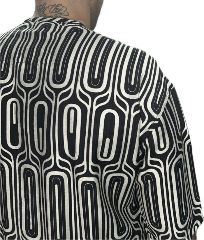 TWIN BLACK MENS SHIRT MAO BLACK AND WHITE - Image 3